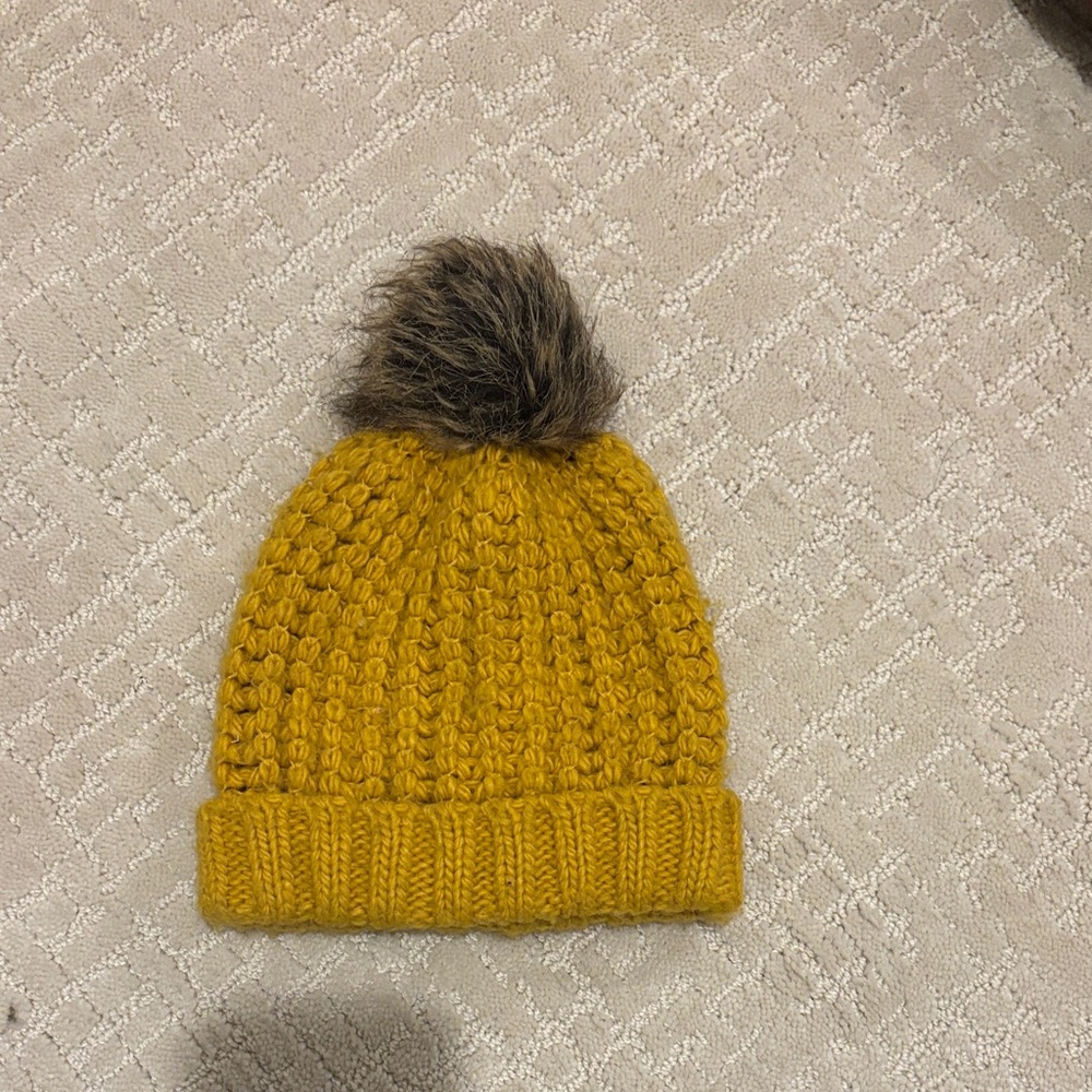 Next Mustard Knit Beanie with Pom-Pom